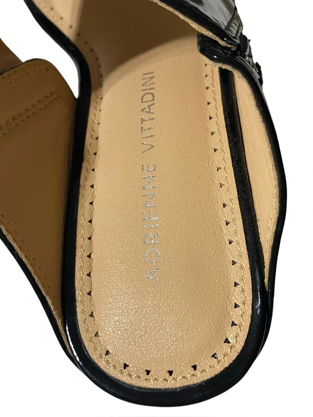 AV Sandals Wedge Thong Excellent Cork Patent Black Size 7